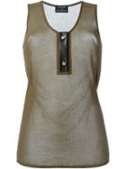 Anthony Vaccarello Leather Placket Tank Top
