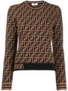 Fendi Ff Monogram Sweater - Brown