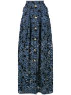 Talbot Runhof Floral Maxi Skirt - Black