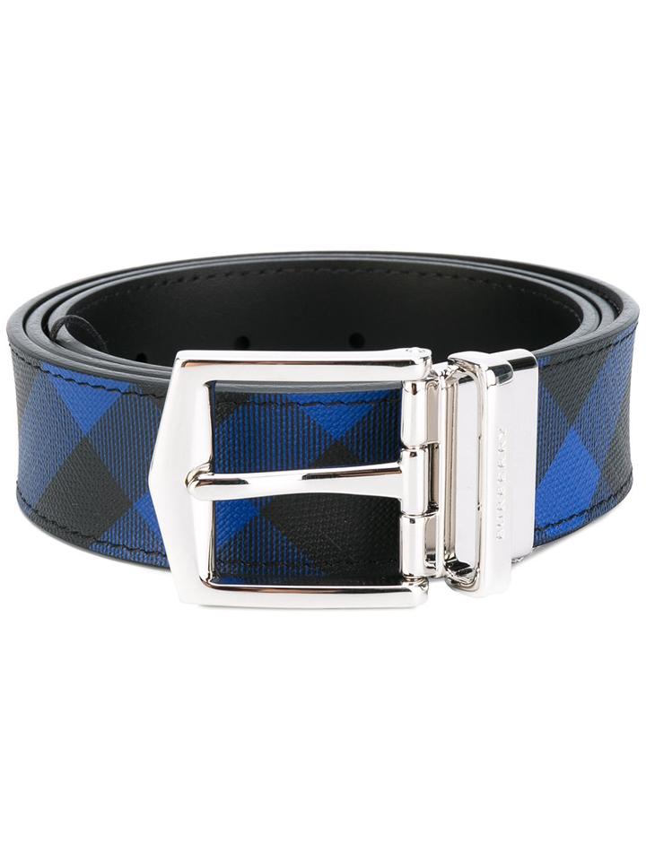 Burberry - Checked Belt - Men - Calf Leather/pvc - 95, Black, Calf Leather/pvc