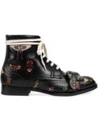 Gucci Queercore Embroidered Brogue Boots - Black