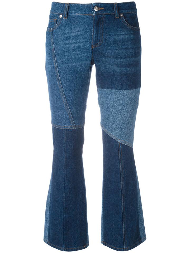 Alexander Mcqueen Panel Kick Flare Jeans, Women's, Size: 40, Blue, Cotton