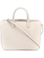 Jil Sander Textured Leather Tote, Women's, Grey, Calf Leather