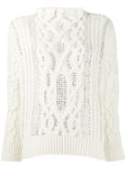 Ermanno Scervino Glass-embellished Chunky Sweater - White