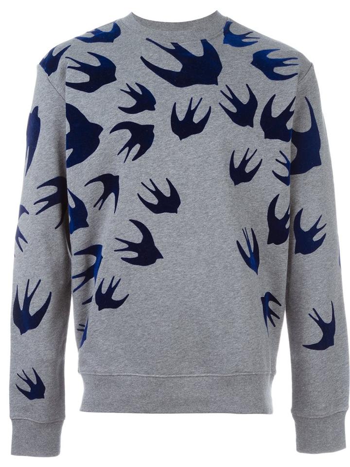 Mcq Alexander Mcqueen 'swallow' Sweatshirt, Men's, Size: Xl, Grey, Cotton/polyester