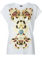 Just Cavalli Abstract Floral Print T-shirt, Women's, Size: Xs, White, Spandex/elastane/viscose