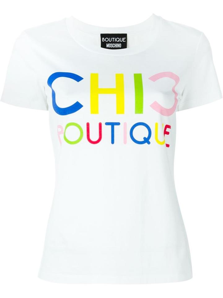 Boutique Moschino Logo Print T-shirt, Women's, Size: 40, White, Cotton