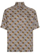 Fendi Silk Logo Patterned Bowling Shirt - Brown