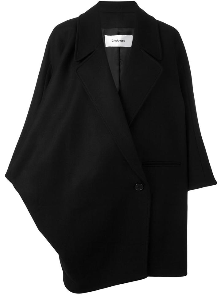 Chalayan Wide Collar Coat, Women's, Size: 44, Black, Cotton/polyamide/viscose/virgin Wool