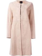 Theory Waist Detail Coat, Women's, Size: Large, Pink/purple, Lamb Skin/polyester/polyurethane