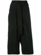 Christian Wijnants - Cropped Flared Trousers - Women - Linen/flax/viscose - 40, Women's, Black, Linen/flax/viscose