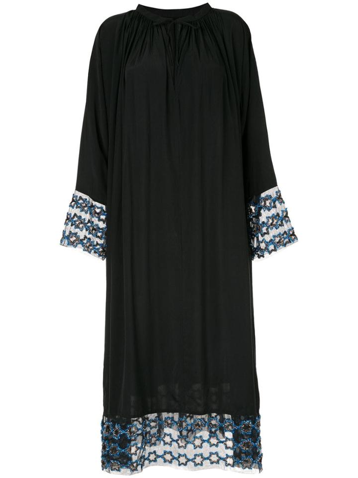 Tu Es Mon Trésor Hexagram Flared Maxi Dress - Black