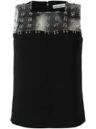 Paco Rabanne Eyelet Trim Top, Women's, Size: 36, Black, Polyester/brass