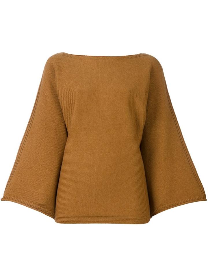 Sonia Rykiel Bell Longsleeves Knitted Blouse, Women's, Size: Small, Nude/neutrals, Cashmere