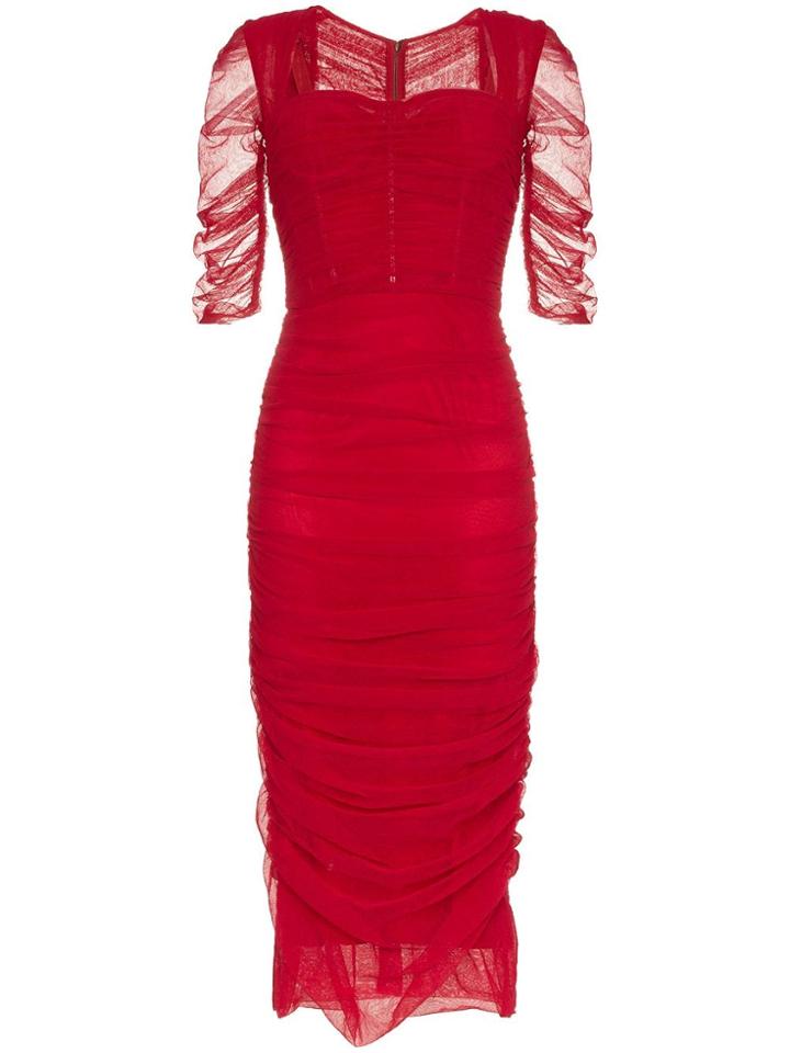 Dolce & Gabbana Vic Fitted Tulle Dress - Red