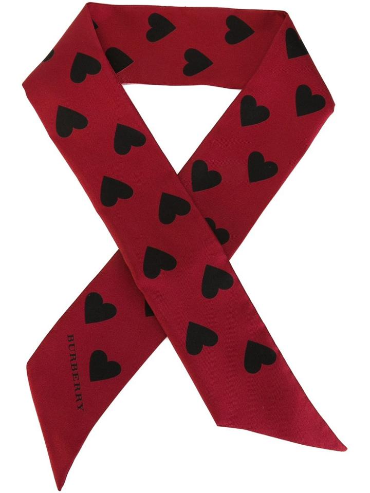 Burberry Heart Print Scarf - Red