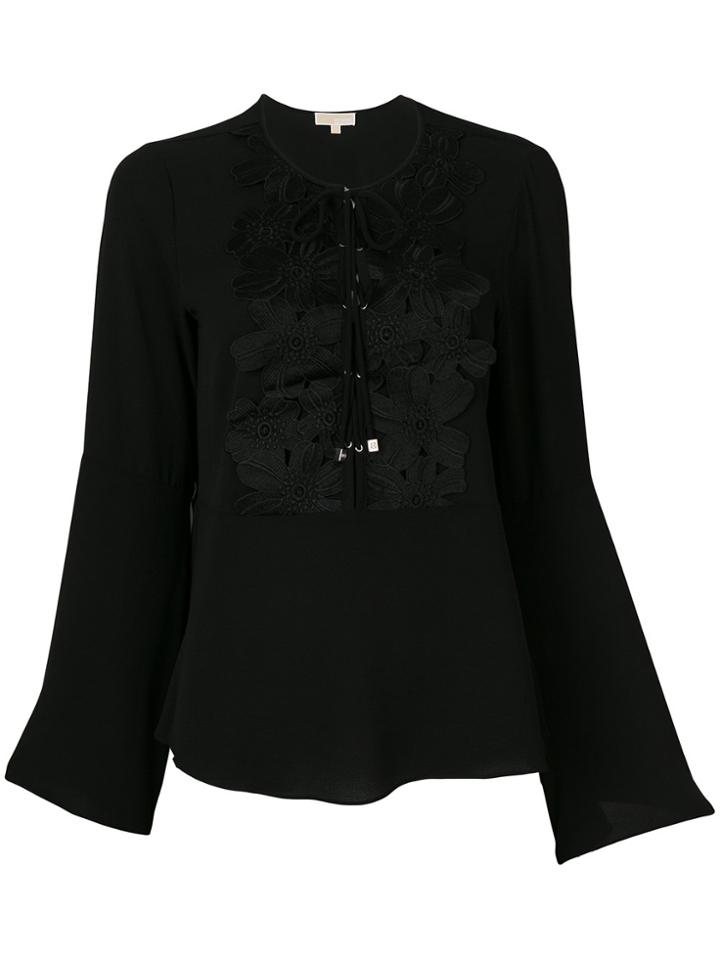 Michael Michael Kors Lace Appliqué Bell-sleeve Blouse - Black