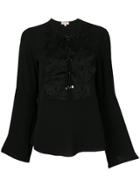 Michael Michael Kors Lace Appliqué Bell-sleeve Blouse - Black
