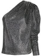 Iro One Shoulder Embellished Blouse - Silver