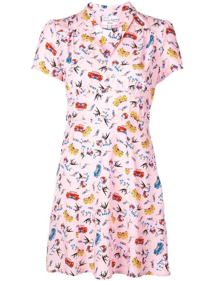 Hvn Car Print Dress - Pink