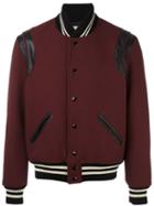 Saint Laurent Classic Teddy Jacket, Men's, Size: 52, Red, Cotton/lamb Skin/polyamide/virgin Wool