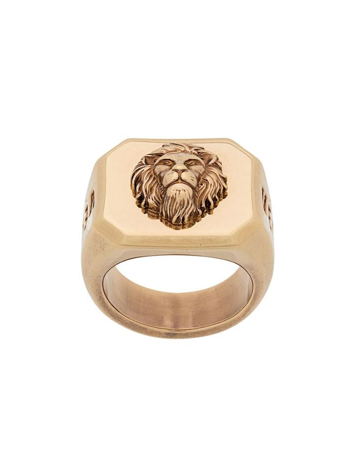Versus 3d Lion Head Signet Ring - Metallic