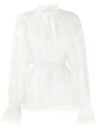 Dolce & Gabbana Sheer Bow Front Blouse - White