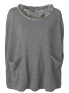 N.peal Fur Pocket Cashmere Poncho - Grey