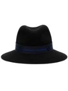 Maison Michel Ribbon Detail Wool Fedora Hat - Black