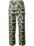 F.r.s For Restless Sleepers Butterfly Cropped Trousers - Green