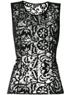 Versace Vintage Laser Cut Sleeveless Tank - Black