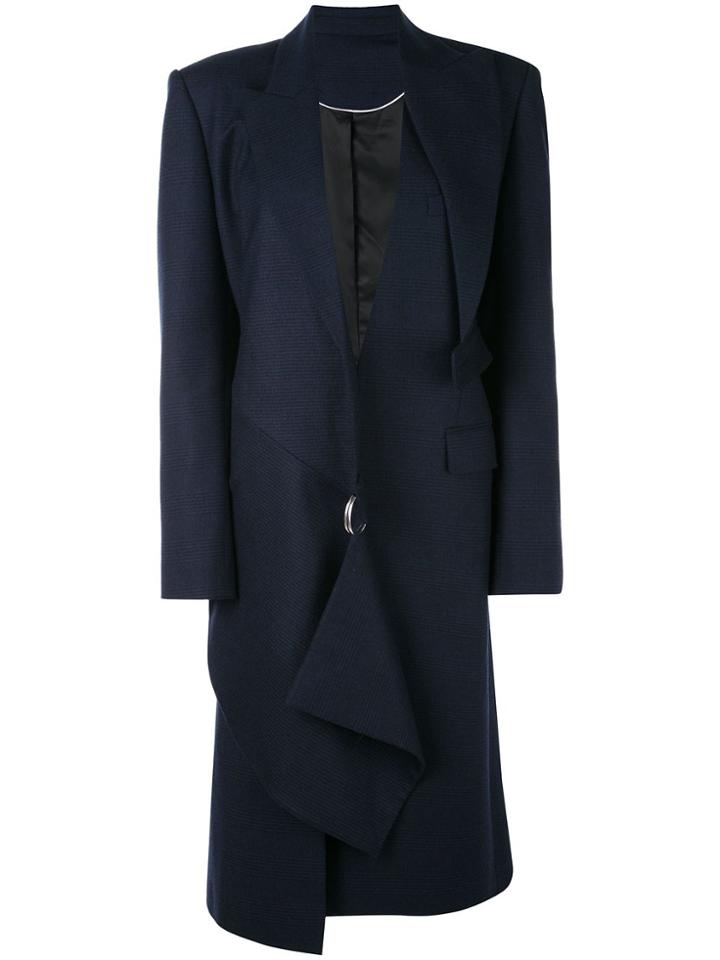 Proenza Schouler Draped Plaid Long Coat - Blue
