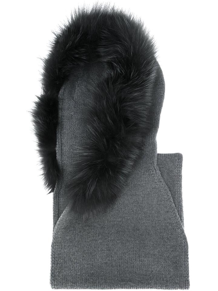 Eleventy Fur Scarf - Grey