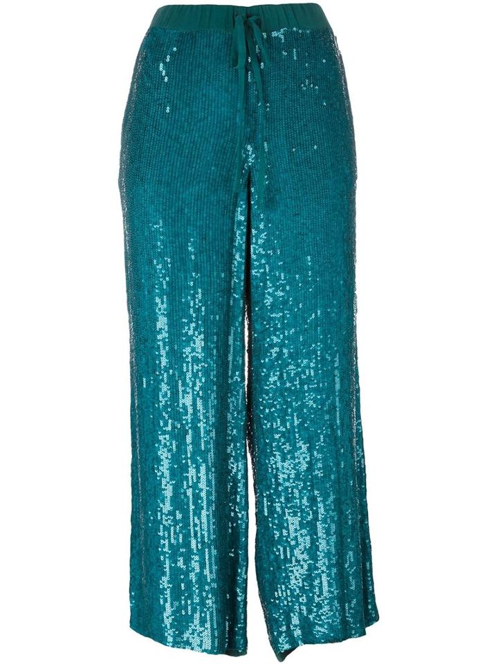 P.a.r.o.s.h. Sequinned Culottes, Women's, Size: Small, Blue, Viscose/pvc