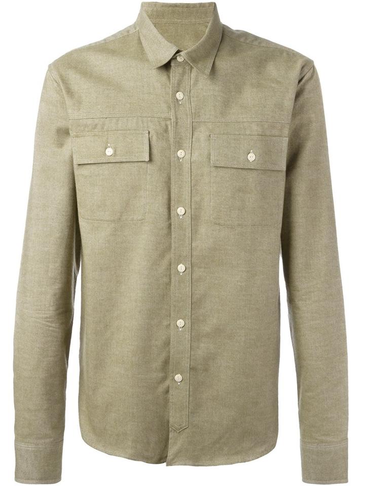 Maison Kitsuné Patch Pocket Shirt, Men's, Size: 40, Green, Cotton
