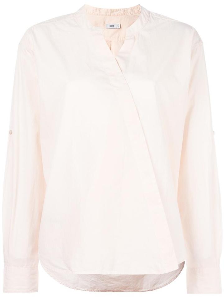 Closed Wrap Effect Blouse, Women's, Size: Medium, Pink/purple, Cotton
