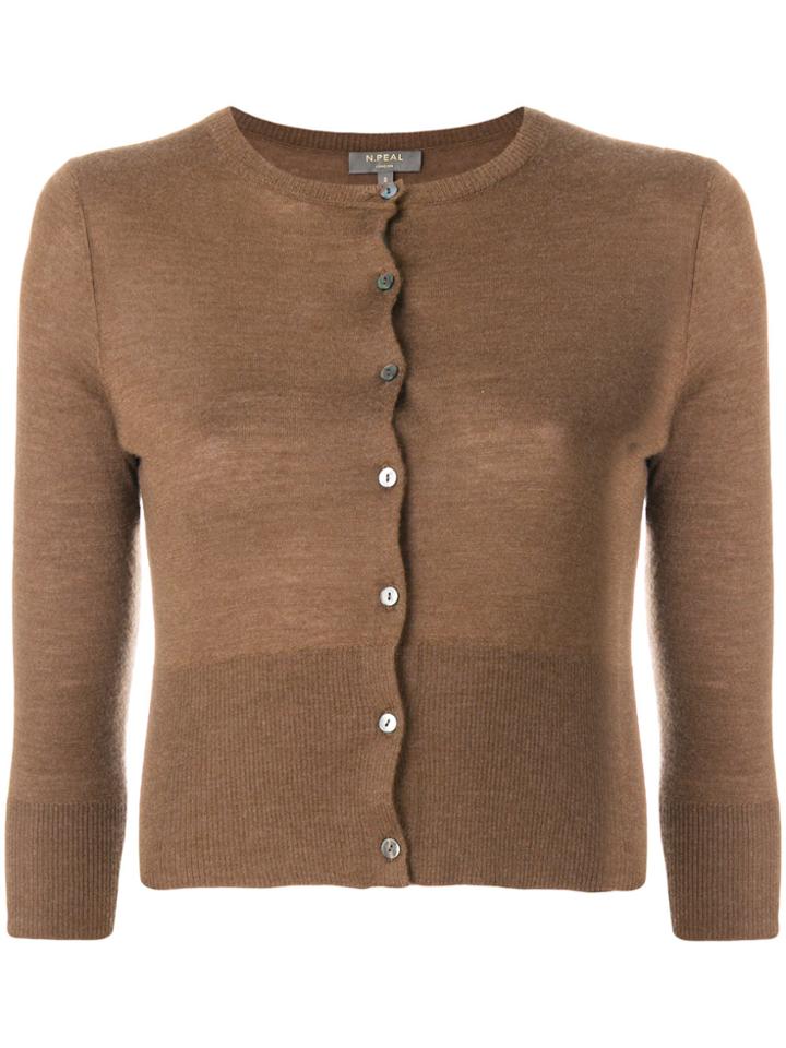 N.peal Superfine Cropped Cardigan - Brown