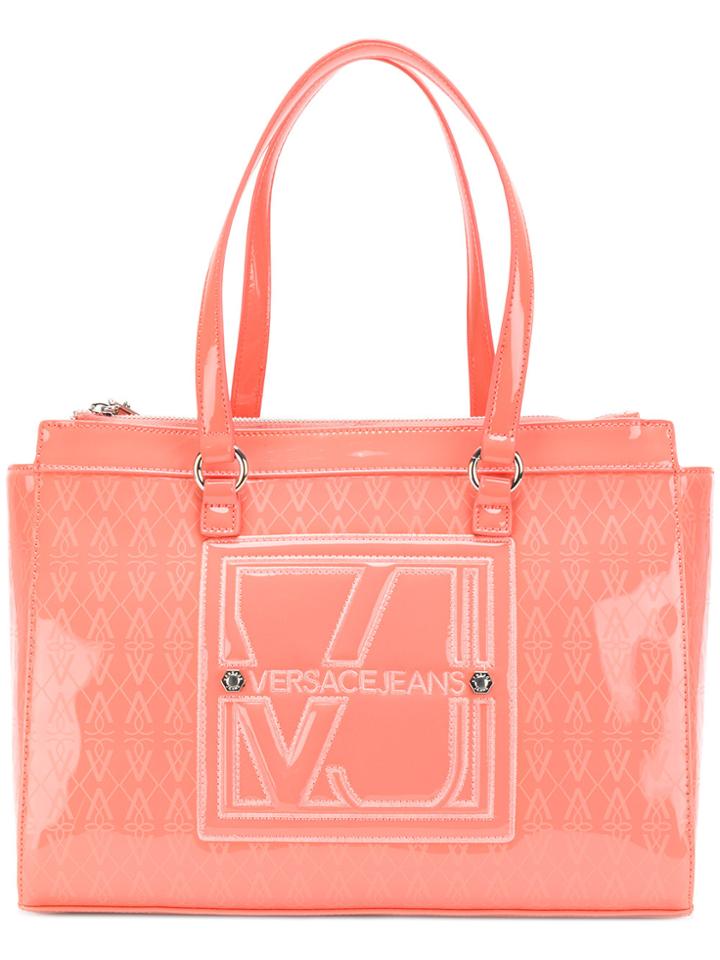 Versace Jeans Vj Logo Print Tote Bag - Pink & Purple
