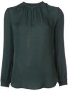 Nili Lotan - Gathered Detailing Semi-sheer Blouse - Women - Silk - M, Green, Silk