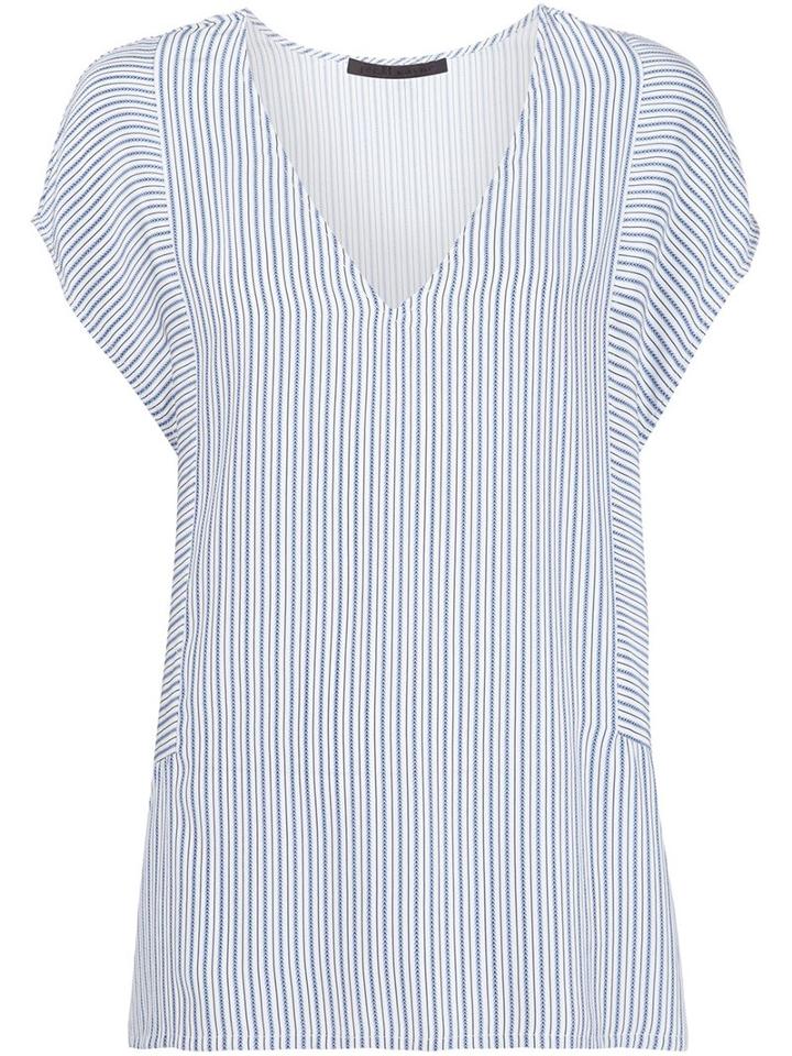 Jenni Kayne V-neck Striped T-shirt, Women's, Size: Large, Blue, Silk
