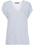 Jenni Kayne V-neck Striped T-shirt, Women's, Size: Large, Blue, Silk