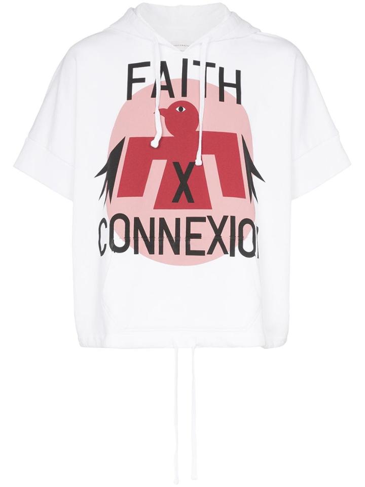 Faith Connexion Eagle Print Short Sleeve Hoodie - White