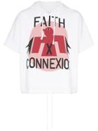 Faith Connexion Eagle Print Short Sleeve Hoodie - White