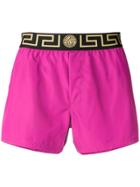 Versace Logo Band Swim Shorts - Pink & Purple
