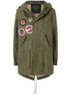Mr & Mrs Italy Distressed Patched Midi Parka - Green