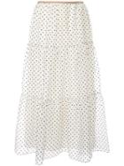 Tu Es Mon Trésor Dot Organdy Tiered Skirt - White