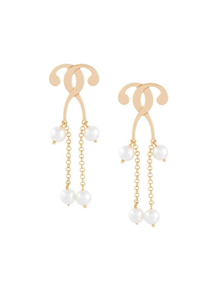 Moschino Question Mark Hanging Earrings, Women's, Metallic