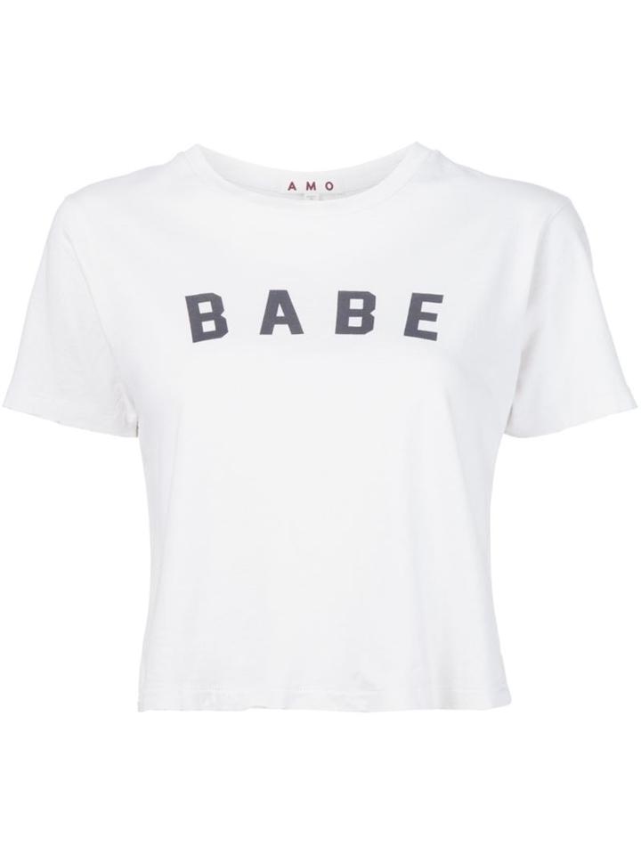 Amo Babe Print Cropped T-shirt, Women's, Size: S, White, Cotton