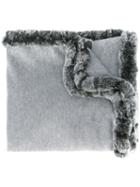 N.peal Woven Long Shawl, Women's, Grey, Rabbit Fur/cashmere