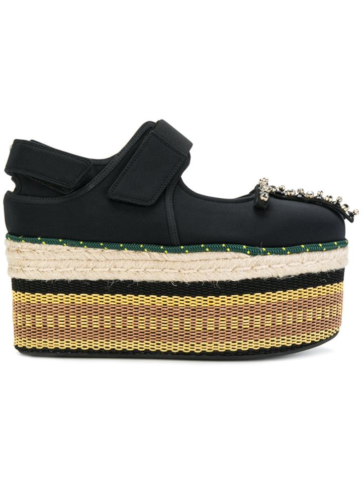Marni Embellished Platform Espadrilles - Black